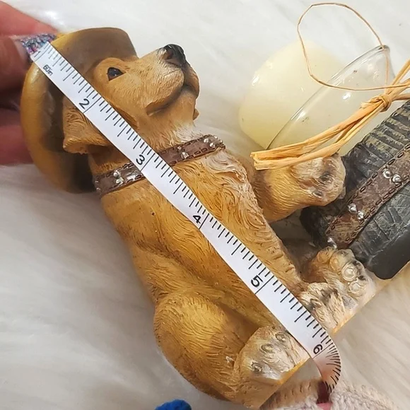 Western Cowboy Hat Yellow Labrador Retriever Dog Puppy Resin Candle Holder 6"x6" - Picture 14 of 16